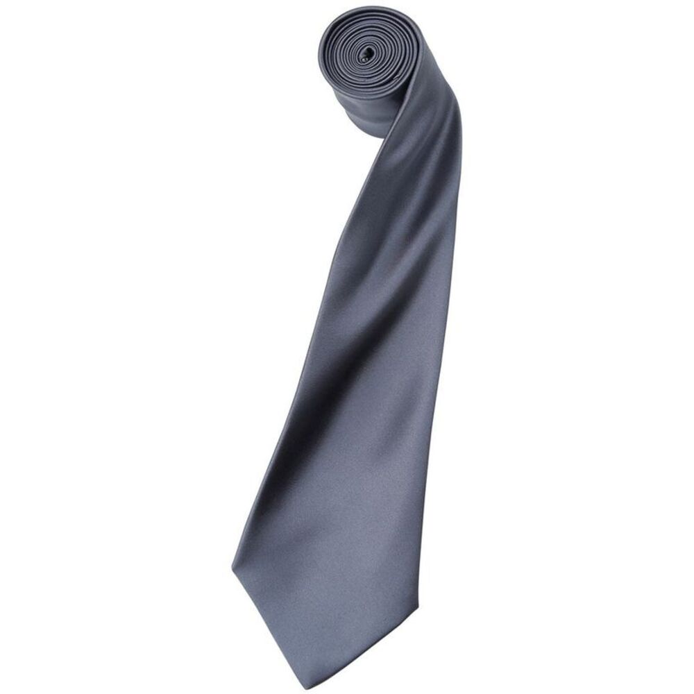 Premier Unisex Adult Colours Satin Tie / Steel